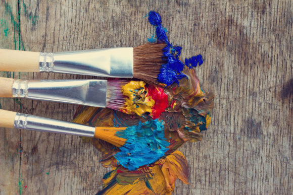 Download Artistic Brushes in a Colorful Paint - Artistic brushes Collection