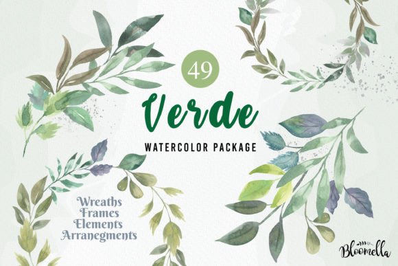 Download Verde 49 Greenery Foliage Watercolor Kit - Premium Resources