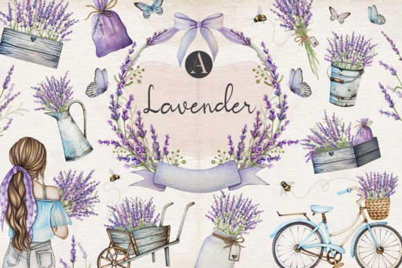 Download Lavender Watercolor Flowers Clipart - Premium Bundle