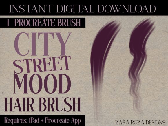 Download City Street Mood, 1 Procreate Hair Brush - Procreate hair Collection