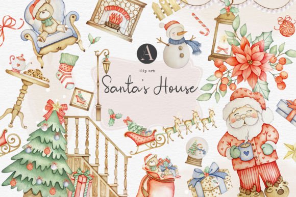 Download Watercolor Merry Christmas Clipart - Premium Bundle