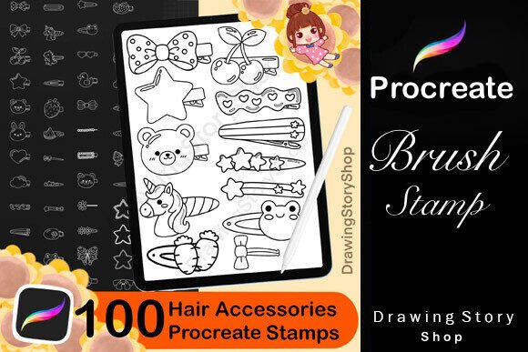 Download 100 Procreate Hair Accessories Stamps - Procreate hair Collection