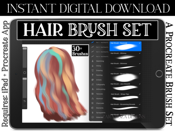 Download Procreate Hair Brush Set Vol. 2 - Procreate hair Collection